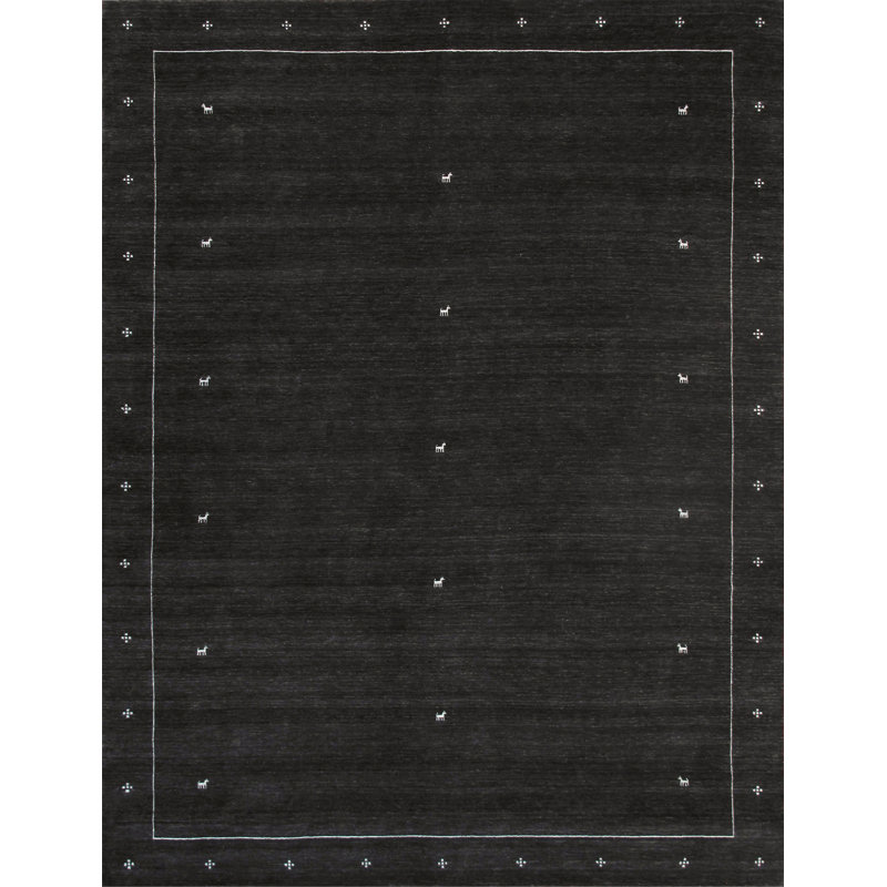 Hand-Loomed Elegance Blue Silk & Wool Medium Pile Area Rug, 7'9" x 9'9"