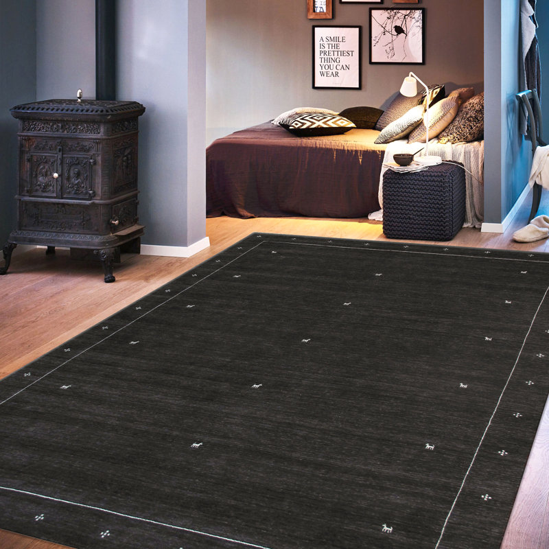 Hand-Loomed Elegance Blue Silk & Wool Medium Pile Area Rug, 7'9" x 9'9"