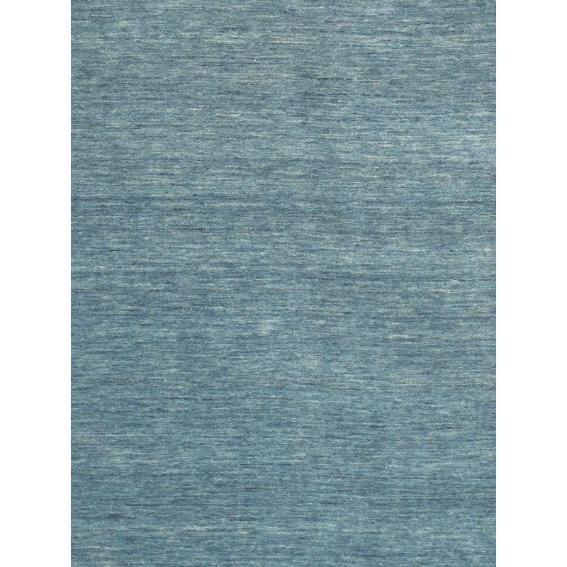 Handmade Blue Wool and Silk Area Rug, 4' x 6'