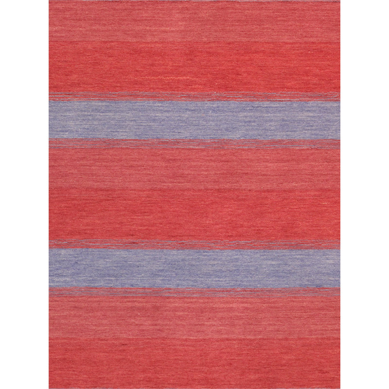 Handmade Red and Blue Wool Viscose Area Rug 10' x 14'