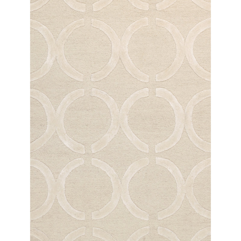 Handmade Ivory Silk & Wool Tufted Rectangular Rug 8' x 10'