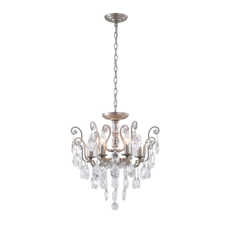 Bearnice Antique Brass 20'' Plug-In Candle Chandelier with Clear Crystals