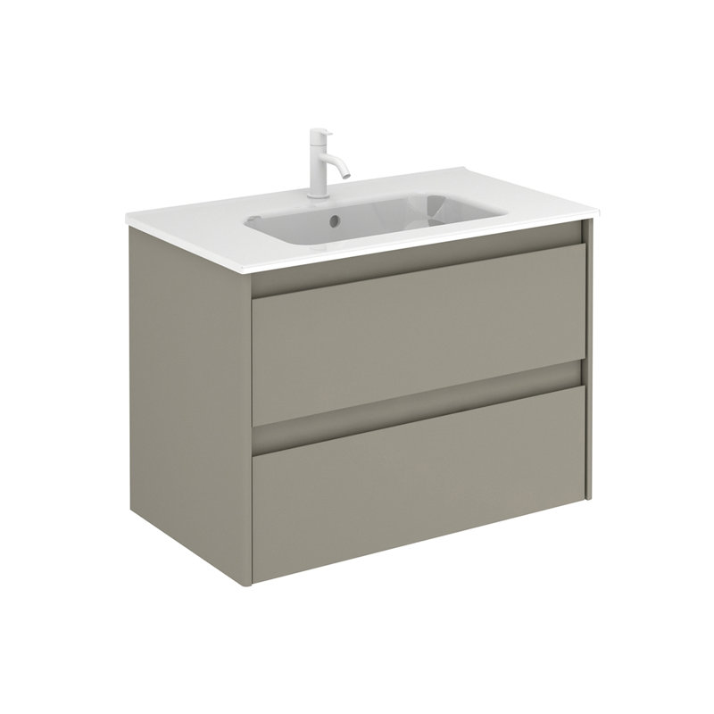 Ambra Matte Sand 31.7'' MDF Wall-Mounted Single Sink Vanity