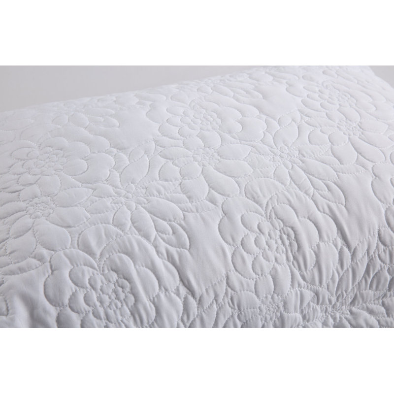 White Embroidered Cotton Polyester Standard Pillow Shams