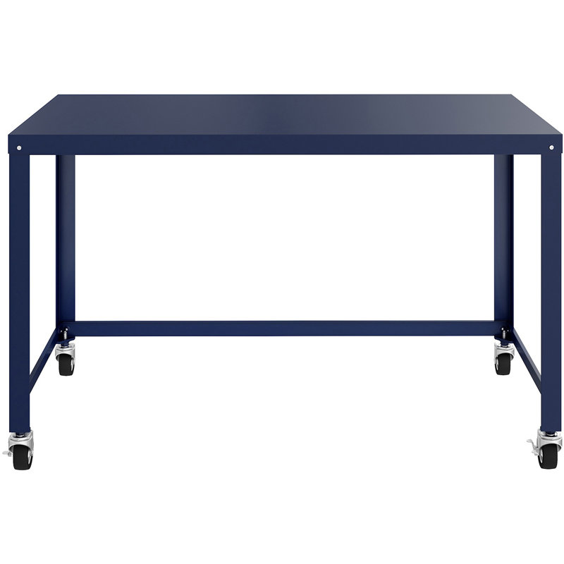 Black Steel 48" Mobile Writing Desk with Wheels
