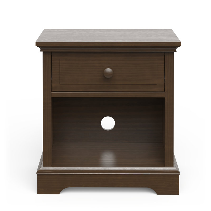 Slate Gray Universal 1-Drawer Nightstand with Open Shelf