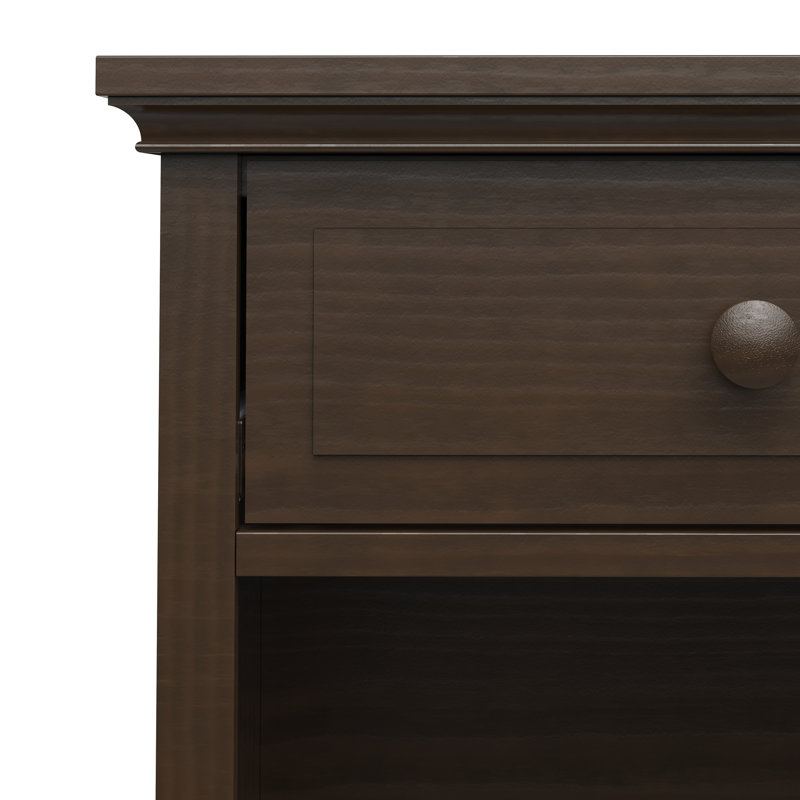 Slate Gray Universal 1-Drawer Nightstand with Open Shelf
