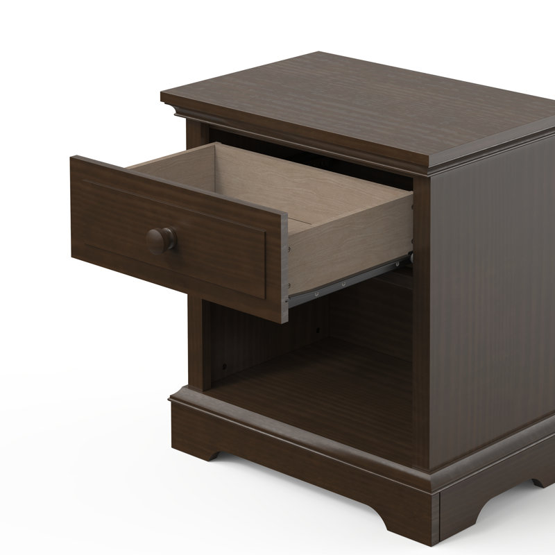 Slate Gray Universal 1-Drawer Nightstand with Open Shelf