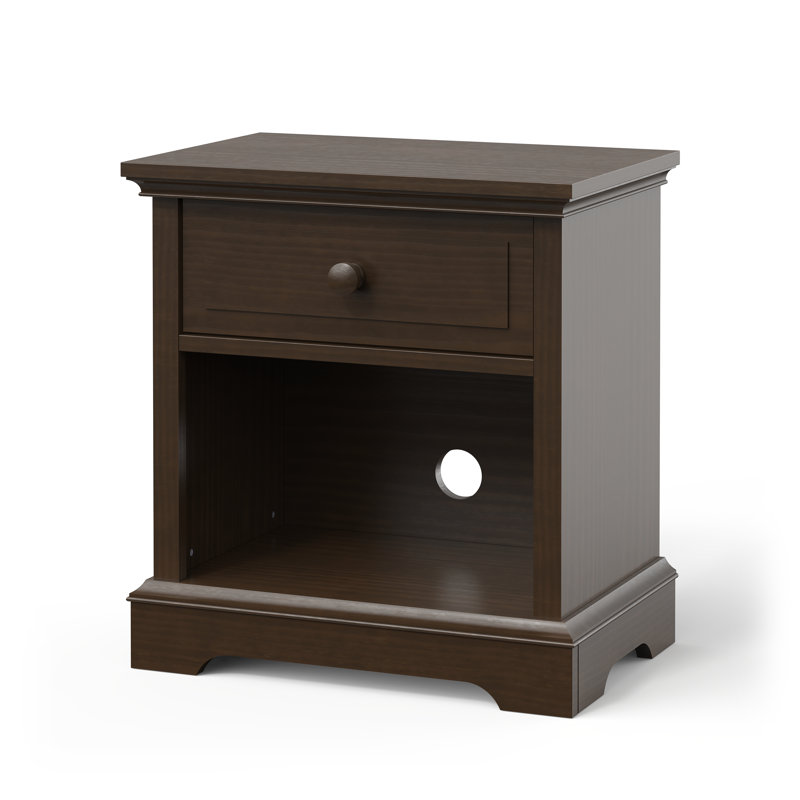 Slate Gray Universal 1-Drawer Nightstand with Open Shelf