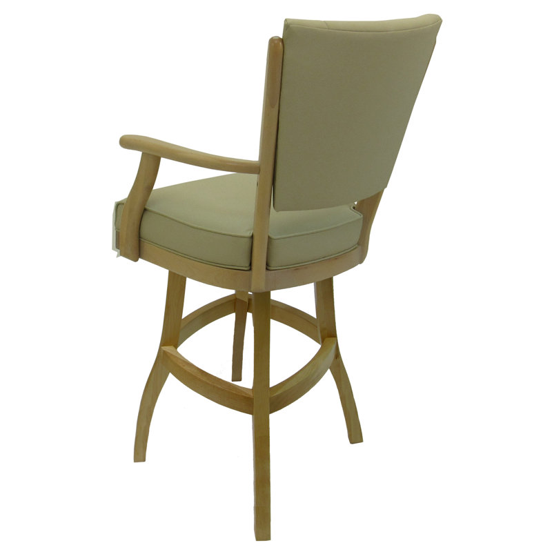 Ocean Beige 26" Swivel Upholstered Counter Stool with Solid Wood Frame