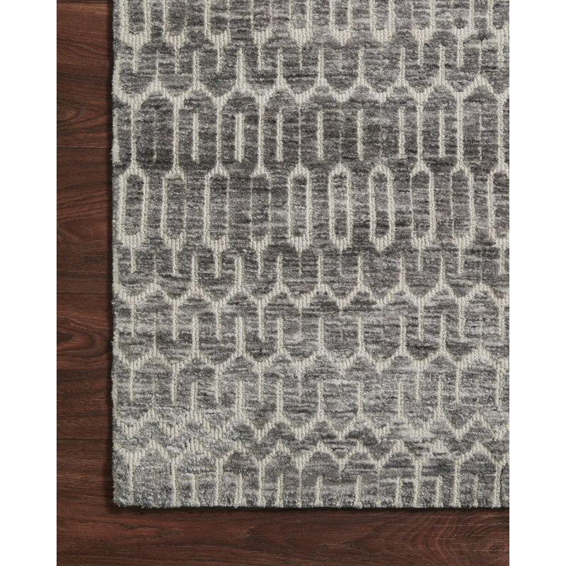 Neda Ivory Charcoal Geometric Performance Rug 8'6" x 12'