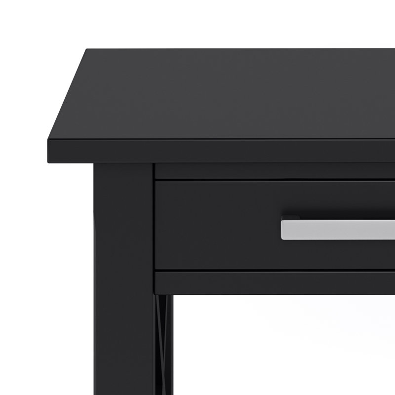 Black Pine Wood End Table with Storage Drawer