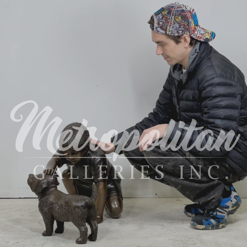 Handcrafted Bronze Dog Statue with Weather Resistant Finish
