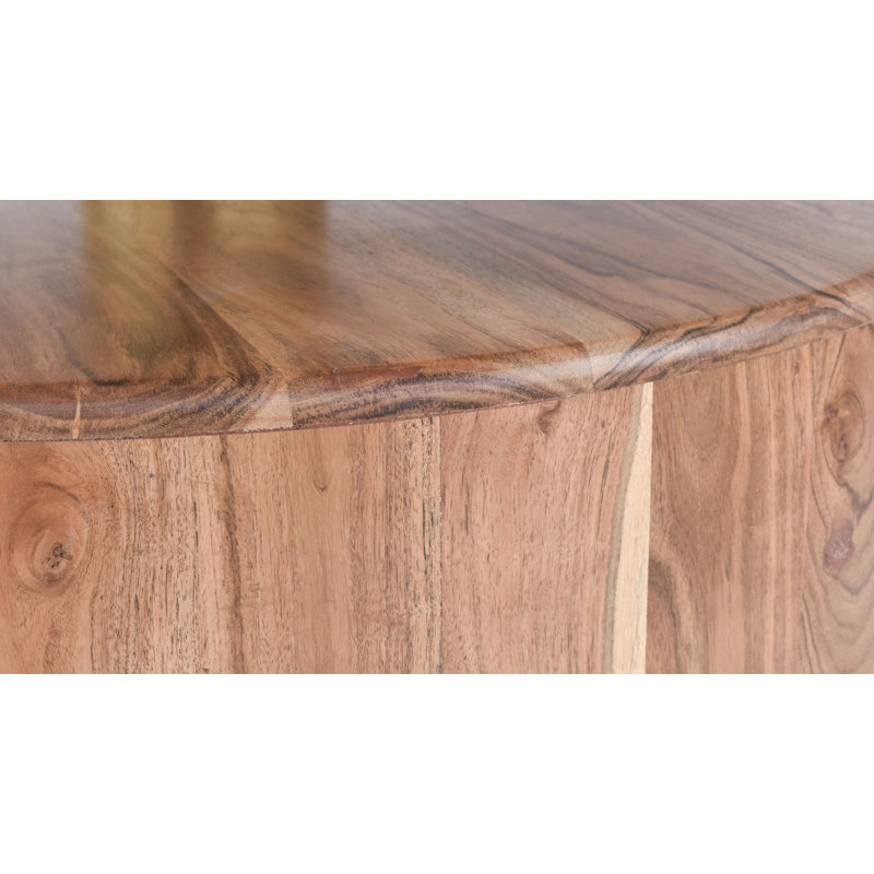 Acacia Wood and Brass Marble-Top 36" Coffee Table