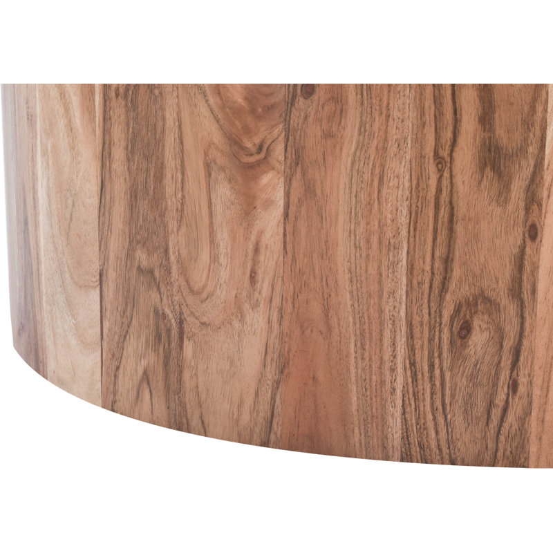 Acacia Wood and Brass Marble-Top 36" Coffee Table