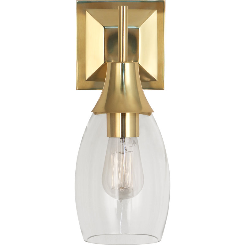 Grace 13'' Modern Brass Curved Glass Wall Sconce