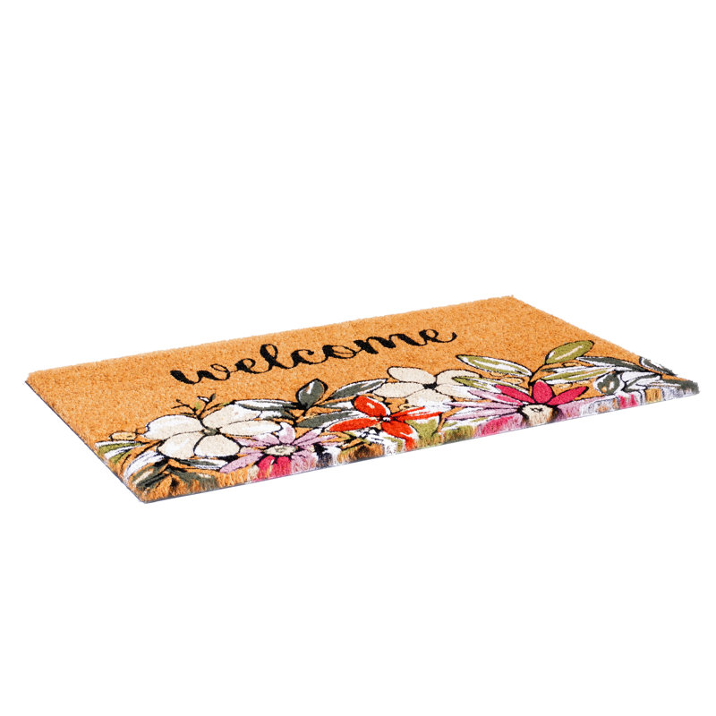 Modern Coconut-Themed Coir Outdoor Doormat 29"L x 17"W