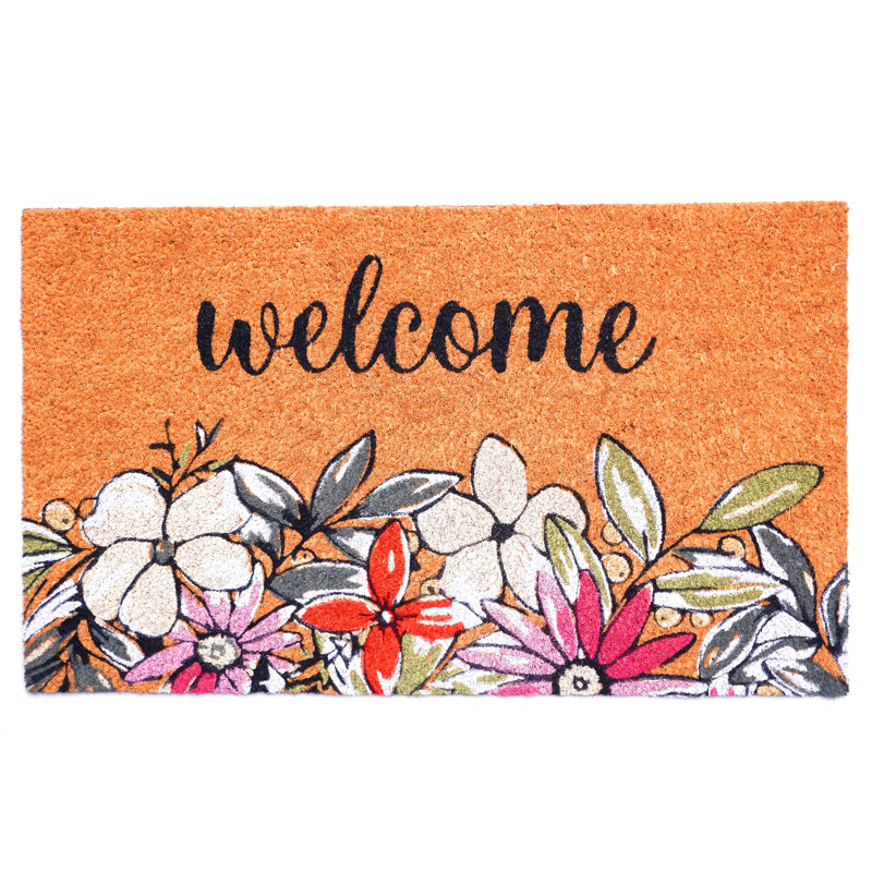 Modern Coconut-Themed Coir Outdoor Doormat 29"L x 17"W
