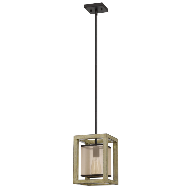 Palencia Distressed Oak and Glass Lantern Pendant Light