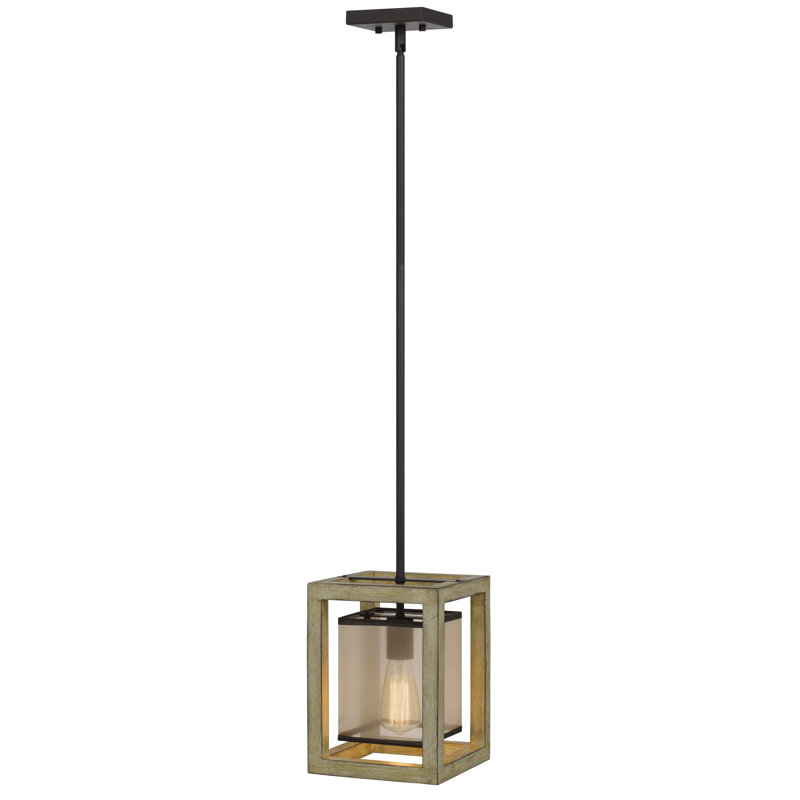 Palencia Distressed Oak and Glass Lantern Pendant Light