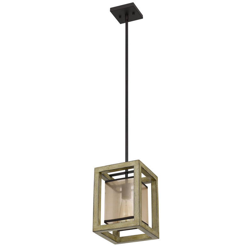 Palencia Distressed Oak and Glass Lantern Pendant Light