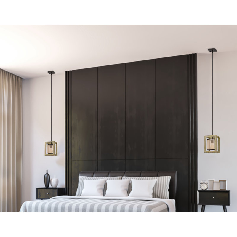 Palencia Distressed Oak and Glass Lantern Pendant Light