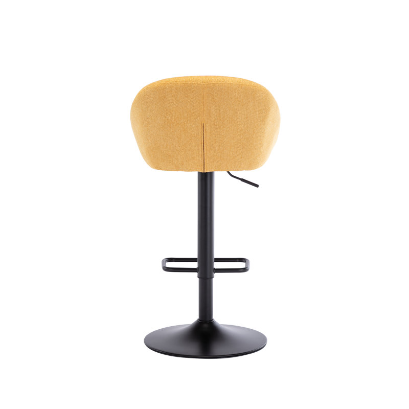 Yellow Adjustable Swivel Iron Bar Stools with Low Back, Set of 2