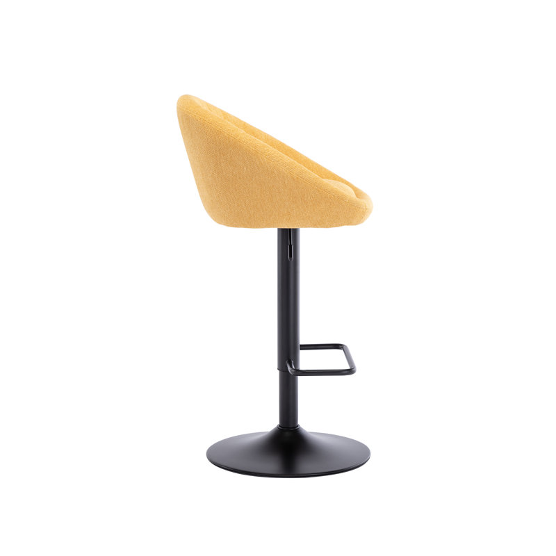 Yellow Adjustable Swivel Iron Bar Stools with Low Back, Set of 2