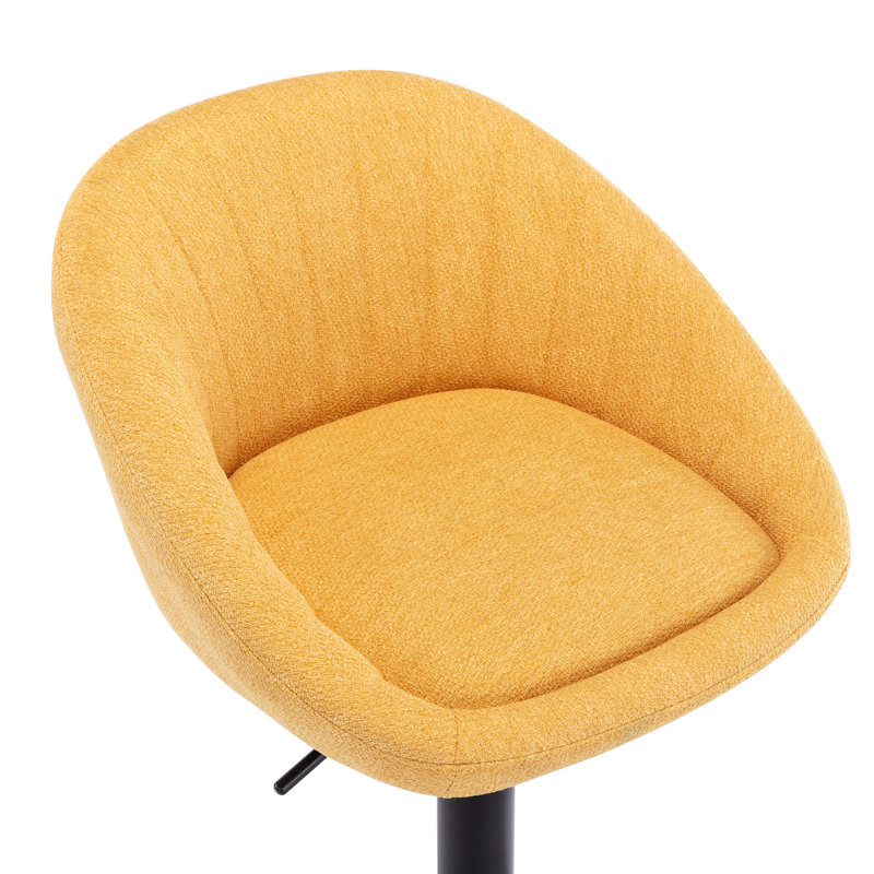 Yellow Adjustable Swivel Iron Bar Stools with Low Back, Set of 2