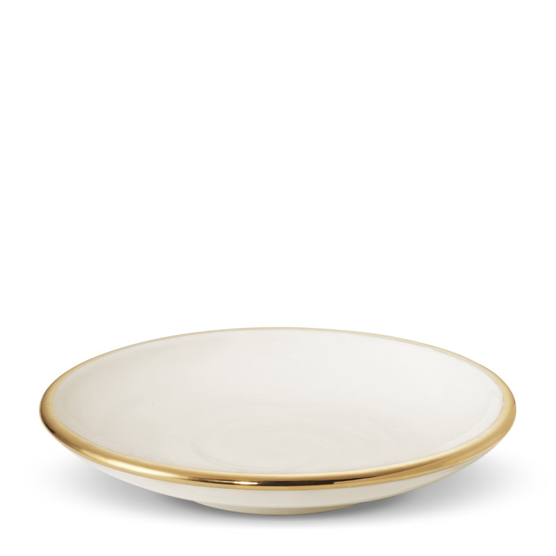 Cream and Gold Round Ceramic Decorative Plate