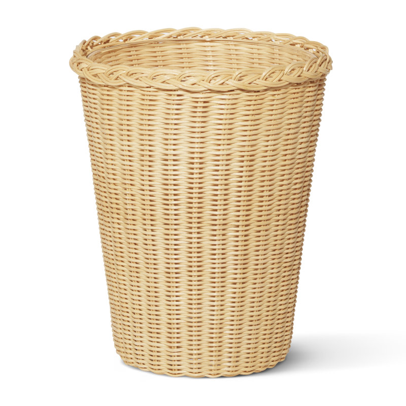 Natural Wicker Tulip-Shaped Table Vase with Glass Insert