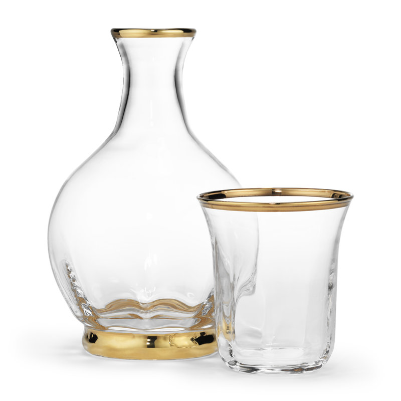 Clear Crystal Carafe with Gold Accents