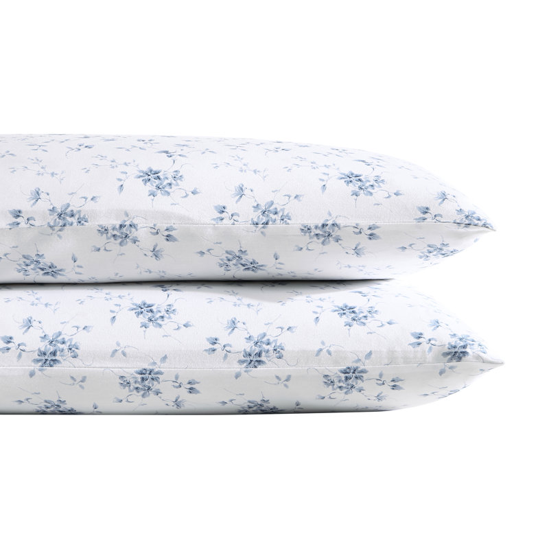 Garden Muse Blue Floral Cotton Sateen Standard Pillowcase Set