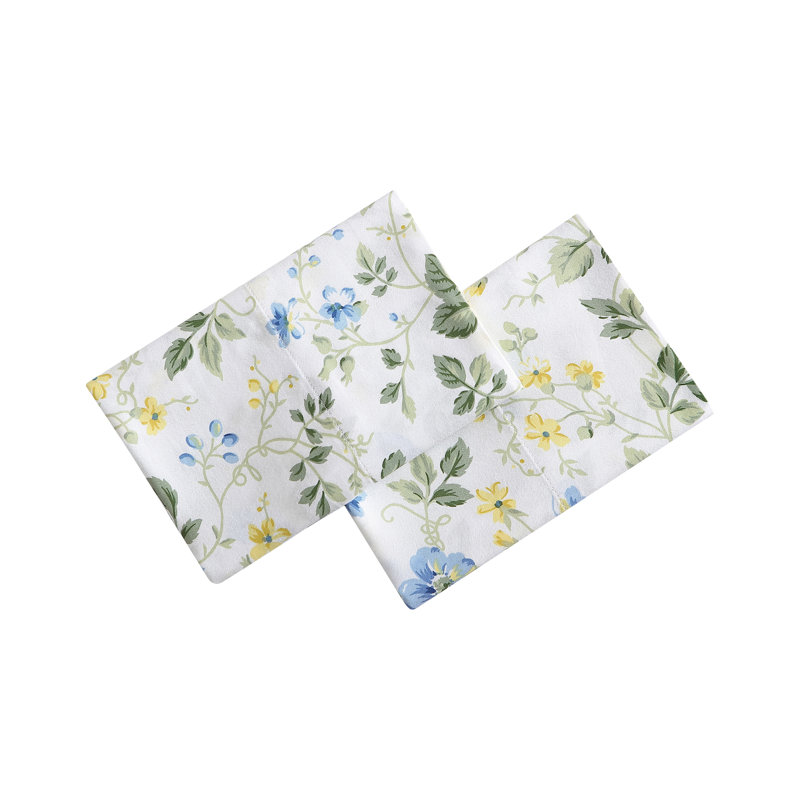 Meadow Floral Blue Cotton Sateen Standard Pillowcase Set