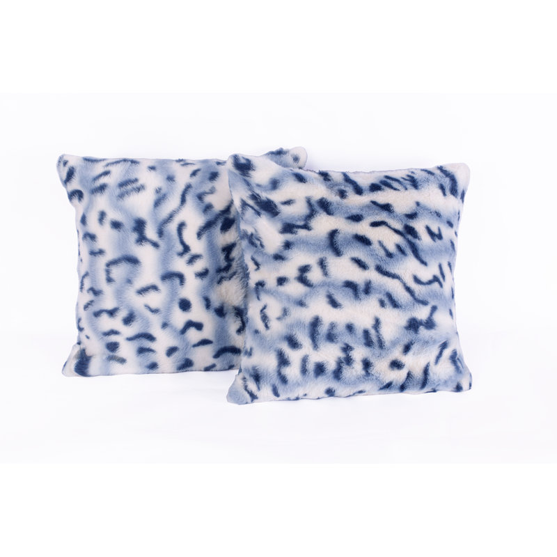 Kyabe Blue Animal Print Faux Fur 20" Pillow Covers, Set of 2