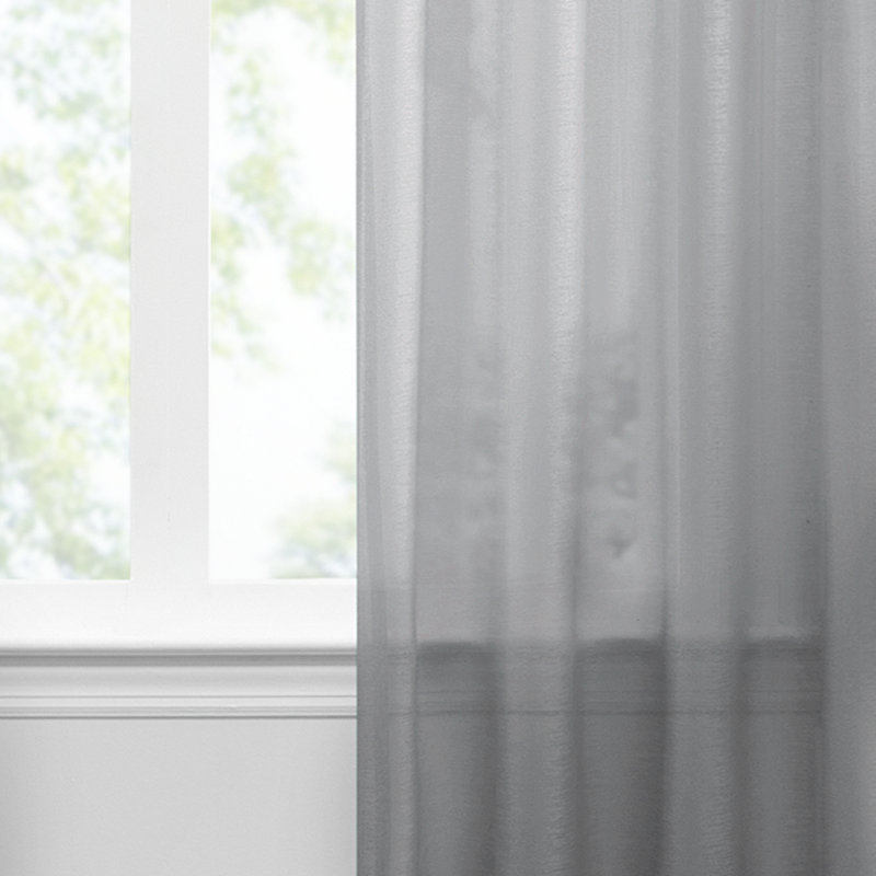 Linen Sheer Puddle Length Rod Pocket Curtain Panels