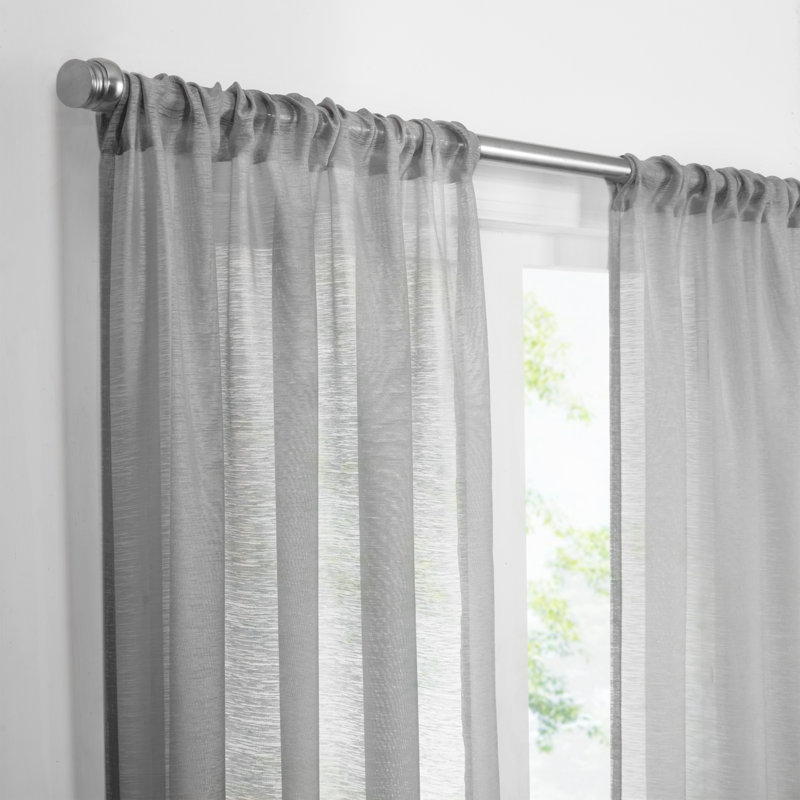Linen Sheer Puddle Length Rod Pocket Curtain Panels