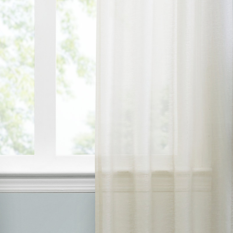 Linen Sheer Puddle Length Rod Pocket Curtain Panels