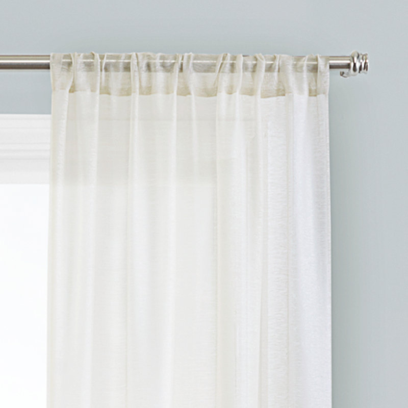 Linen Sheer Puddle Length Rod Pocket Curtain Panels