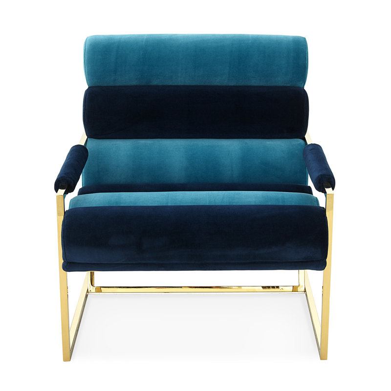 Varese Persimmon Velvet Metal Sled Base Lounge Chair