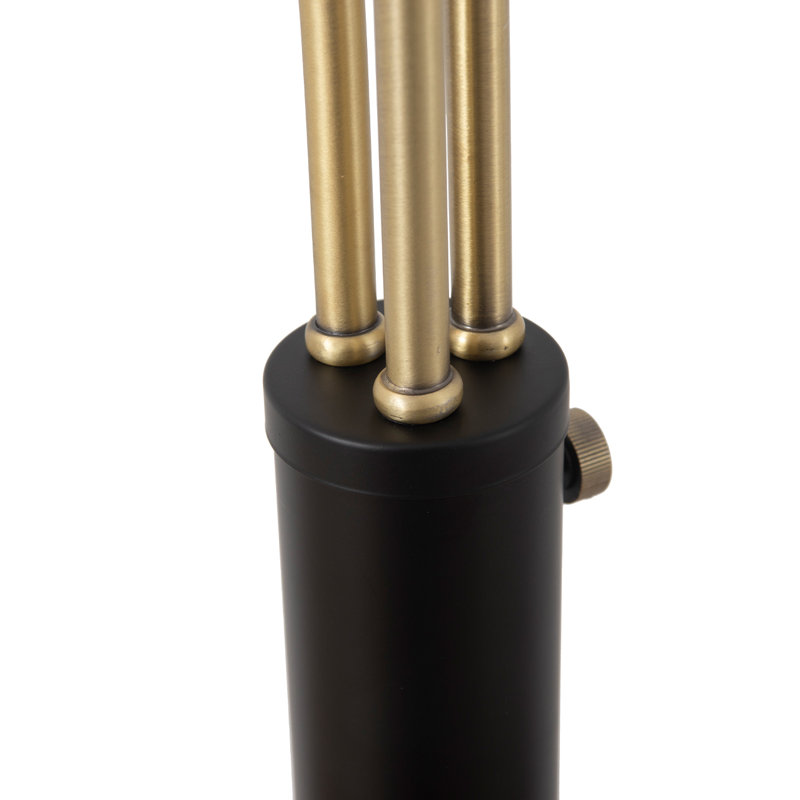 86" Matte Black Steel Multi-Head Arc Floor Lamp with Dimmer