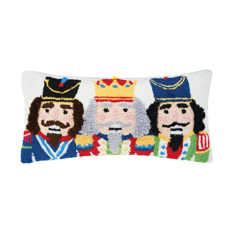 Nutcracker Trio Multicolor Cotton Canvas Rectangular Throw Pillow