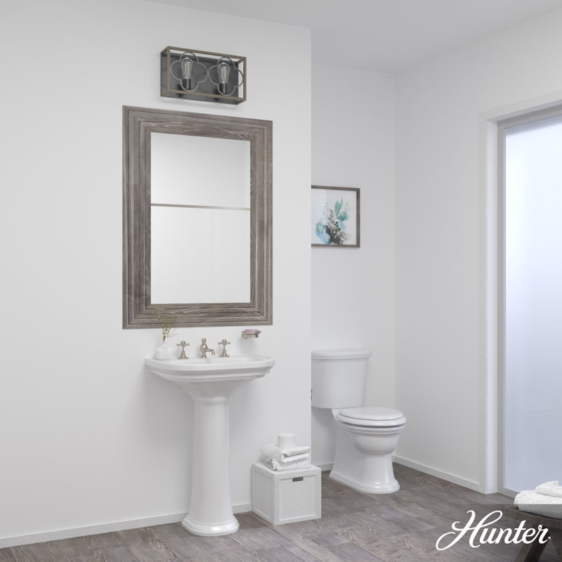 Gablecrest French Oak & White Iron 2-Light Bathroom Vanity Fixture