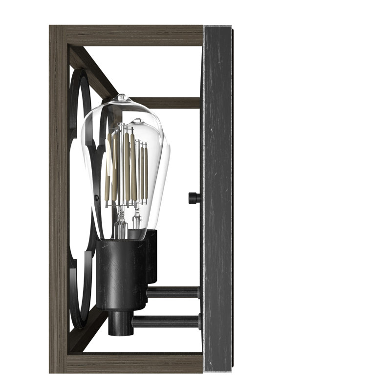Gablecrest French Oak & White Iron 2-Light Bathroom Vanity Fixture
