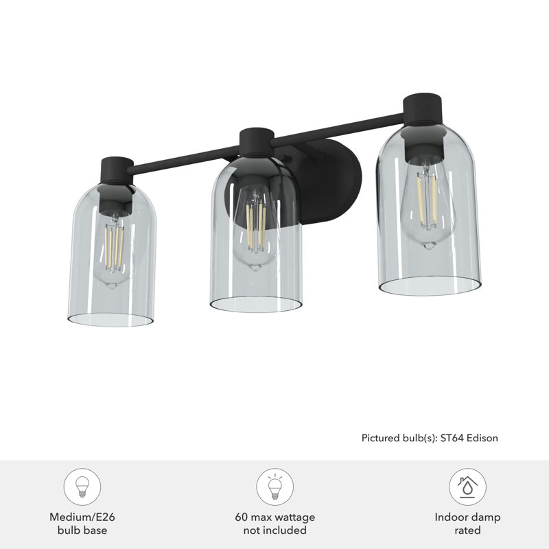 Lochmeade 22'' Black Iron 3-Light Outdoor Vanity Fixture