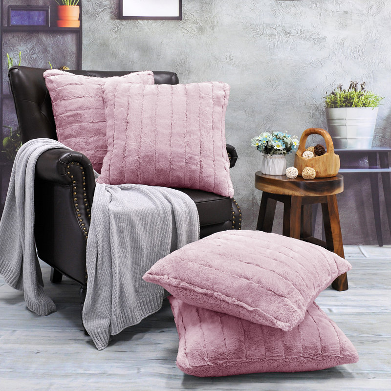 Polignac Pink Microsuede 20" Decorative Pillow Covers Set