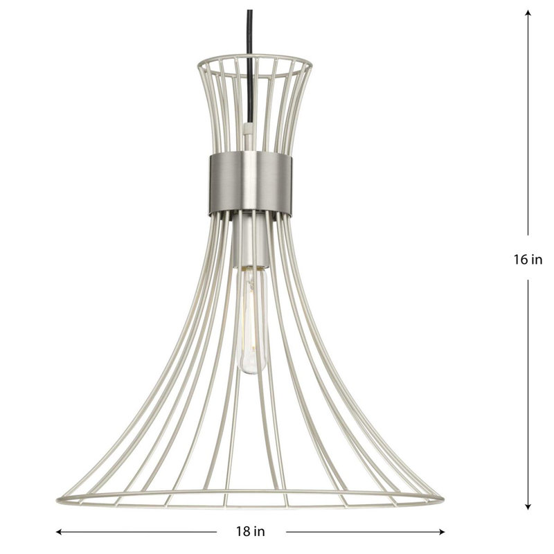 Lorin 18" Brushed Nickel Glass LED Pendant Light