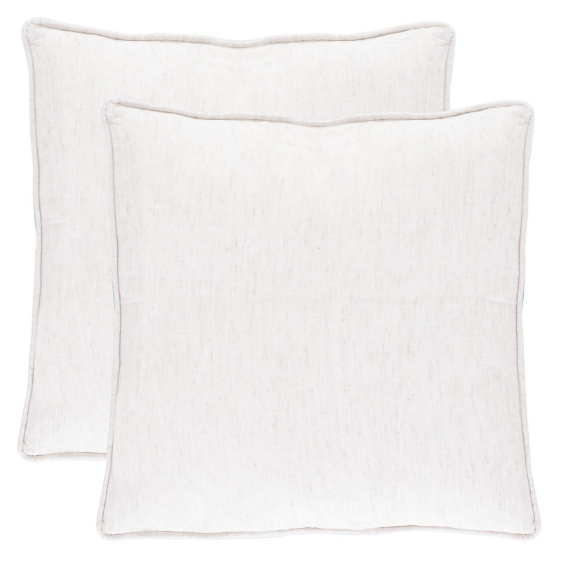 Porch Blue Paisley Cotton Linen 22" Square Throw Pillow Set