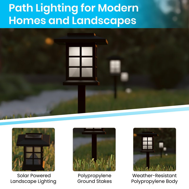 Black Square LED Solar Pathway Lights Multipack