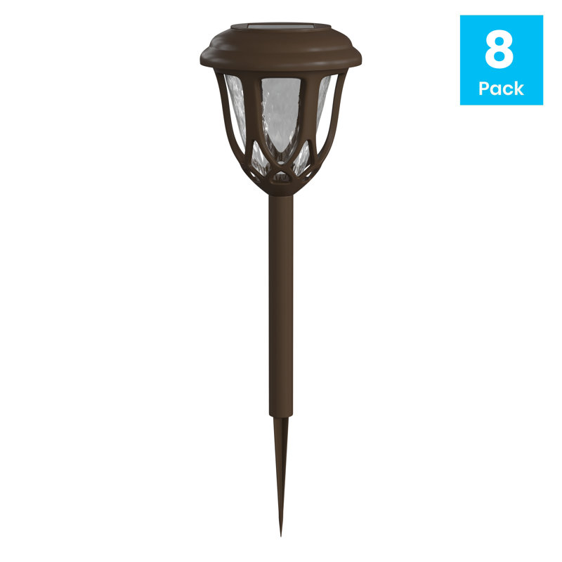 Rustic Brown Tulip Design LED Solar Pathway Lights, 8-Pack